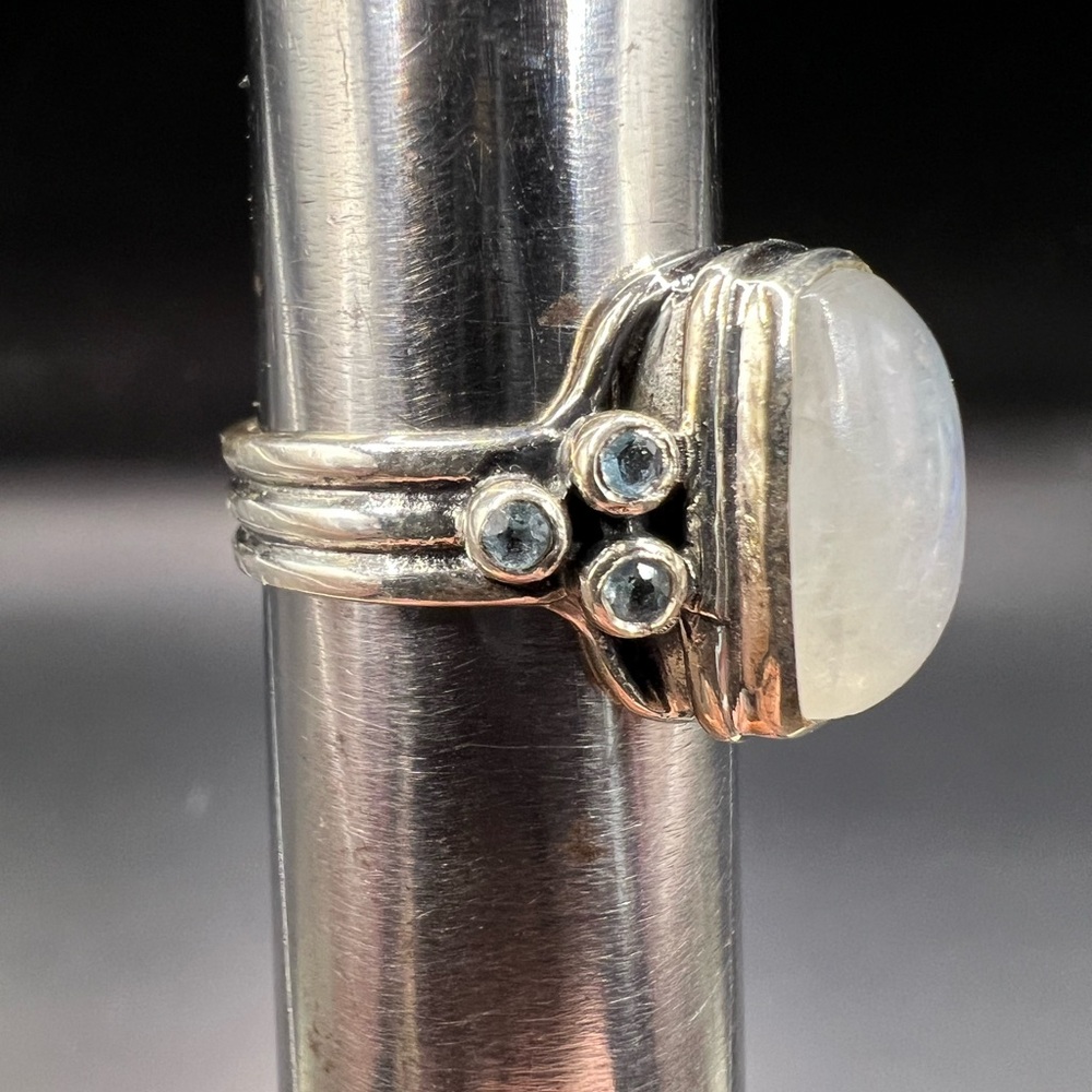 Sterling Silver Rectangle Moonstone Ring - image 3
